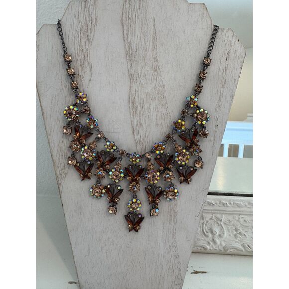 American Vintage Jewelry - Vintage Aurora Borealis Crystal Swarovski Necklace BEAUTIFUL!!! Fall Colors